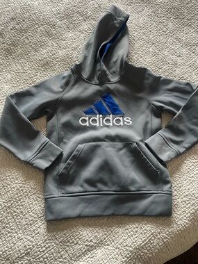 Adidas Blue and Gray Hoodie size 8 kids